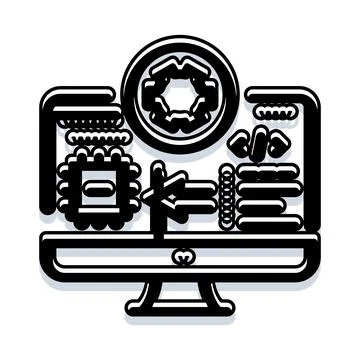 Computer hardware assembly with internal electronic components 스톡 일러스트