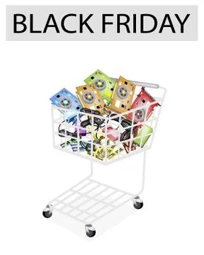 Computer Hardware in Black Friday Shopping Cart Stock Illustration