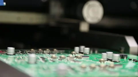Computer hardware components on assembly line Stock Footage 61130726