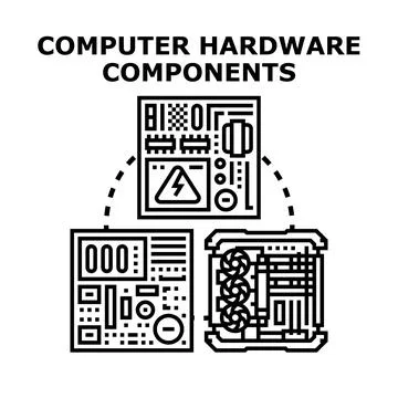 Computer hardware components circuit board technology concepts Stock Illustration