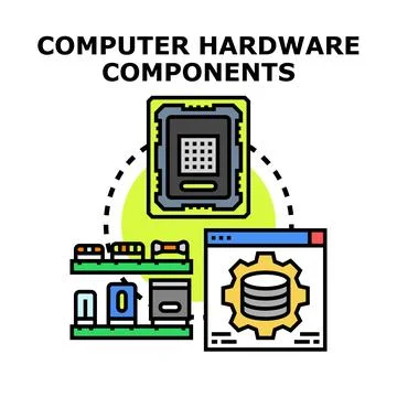 Computer hardware components integrating system and data management Stockillustratie