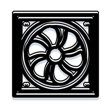 Computer hardware cooling fan outline vector illustration Illustrazione stock