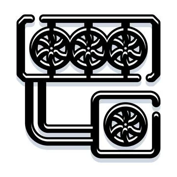 Computer hardware cooling system with multiple fans Illustrazione stock