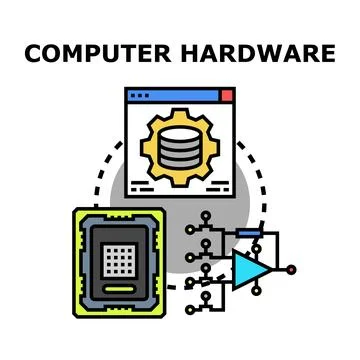 Computer hardware creating digital circuit data processing concept Stockillustratie