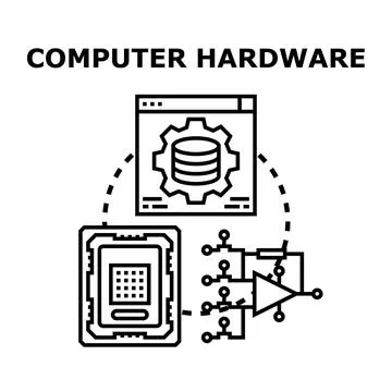 Computer hardware creating digital circuit data processing concept Illustrazione stock