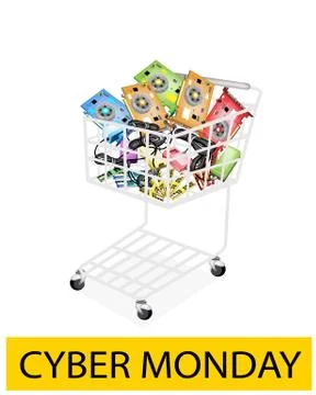 Computer Hardware in Cyber Monday Shopping Cart Illustrazione stock