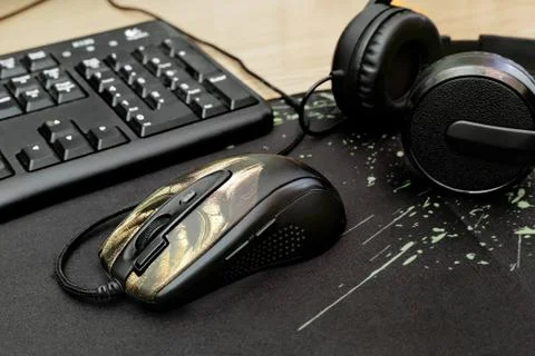 Computer hardware on the desktop. Stock Photos