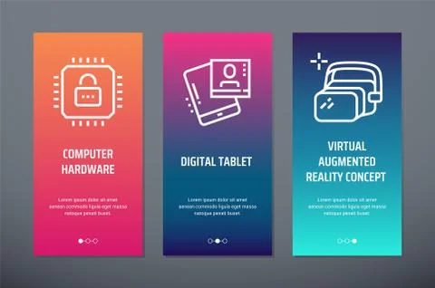 Computer hardware, Digital tablet, Virtual augmented reality concept Vertical Stock Illustration