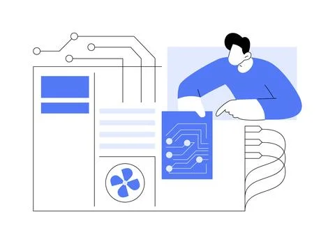 Computer hardware engineer isolated cartoon vector illustrations. Illustrazione stock