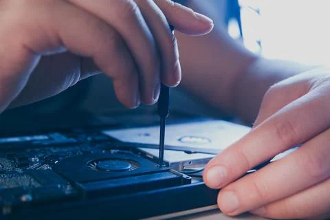 Computer hardware engineering. developer soldering electronic component Stock Photos