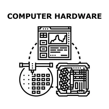 Computer hardware engineering, development, and digital technology concepts 库存插图