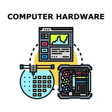 Computer hardware engineering, development, and digital technology concepts Illustrazione stock