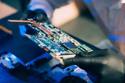 Computer hardware engineering motherboard Foto stock