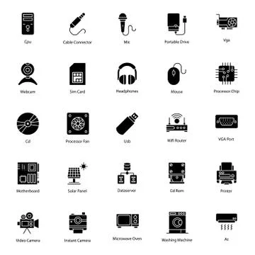 Computer Hardware Filled Icons Pack Stockillustratie
