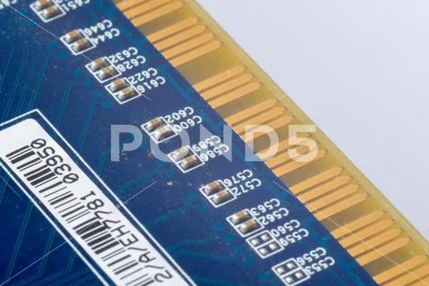 Computer Hardware Graphic Card Video card circuit, pci express connection Stock Photos