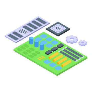 Computer hardware icon isometric vector. Work system Stock Illustration