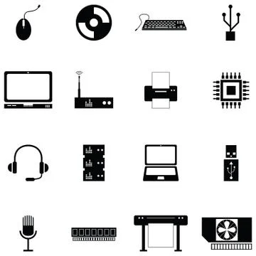 Computer hardware icon set Stock-Illustration