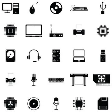 Computer hardware icon set Stock-Illustration