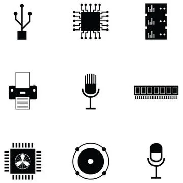 Computer hardware icon set Illustrazione stock