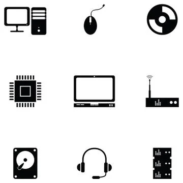 Computer hardware icon set Stock-Illustration