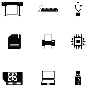 Computer hardware icon set イラスト素材