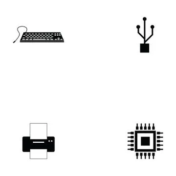 Computer hardware icon set Stock-Illustration