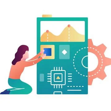 Computer hardware icon vector girl repair cpu 스톡 일러스트