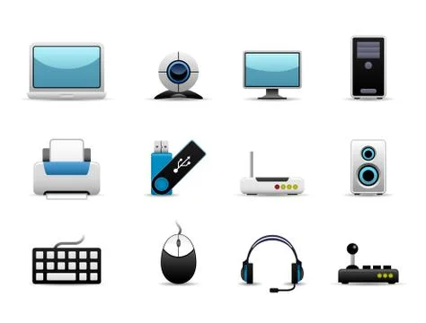 Computer Hardware Icons Stock Illustration