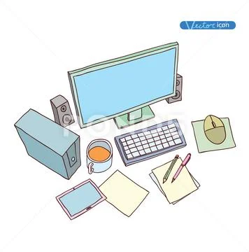 Computer Hardware Icons. PC Components. Stock Illustration