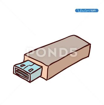 Computer Hardware Icons. PC Components. Stock Illustration
