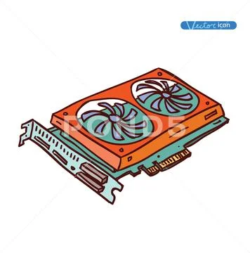 Computer Hardware Icons. PC Components. Stock Illustration