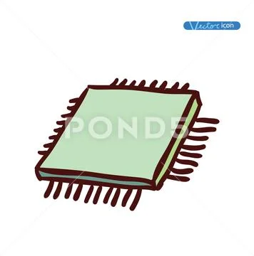 Computer Hardware Icons. PC Components. Stock Illustration