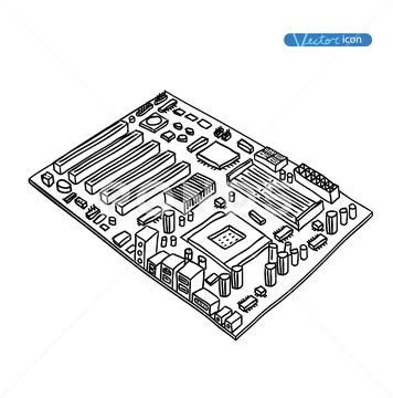 Computer Hardware Icons. PC Components. Stock Illustration