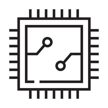 Computer hardware for mining outline icon isolated on white background. Stock Illustration