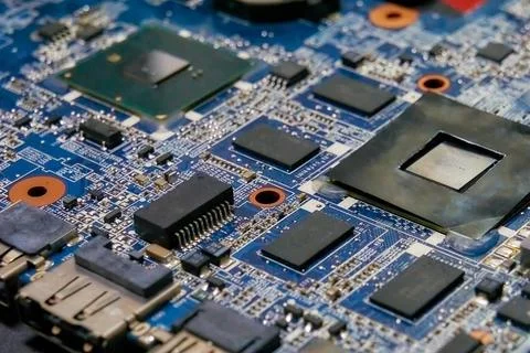 Computer hardware motherboard semiconductor, microchips, hardware motherboard Stock Photos