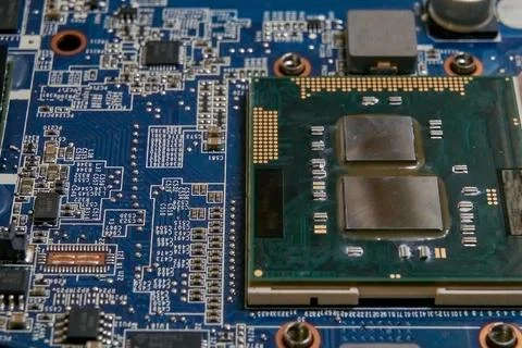 Computer hardware motherboard semiconductor, microchips, hardware motherboard Stock Photos