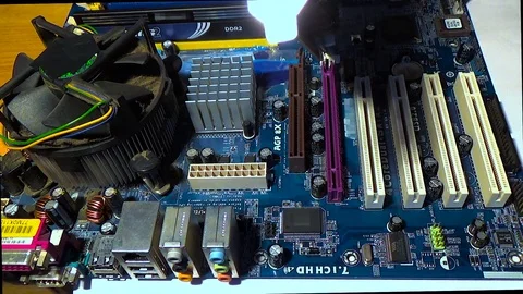 Computer Hardware. Motherboard with video card Vídeo Stock 80080452