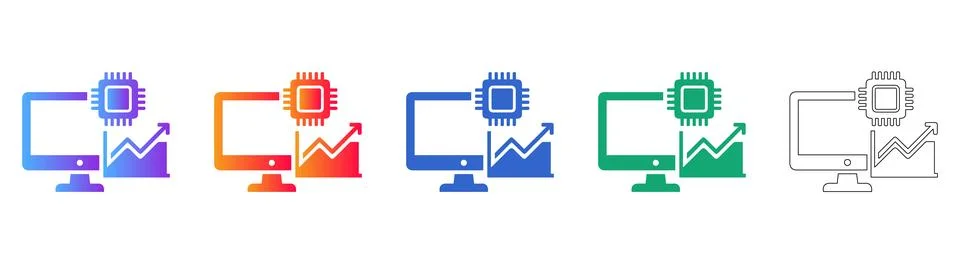Computer Hardware Performance Analysis Icon Set Stock Illustration