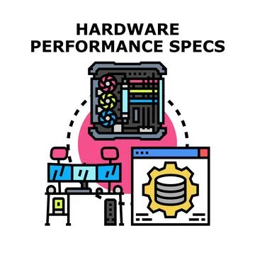 Computer hardware performance specs and data management Stock Illustration