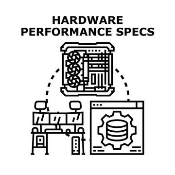 Computer hardware performance specs and data management 스톡 일러스트