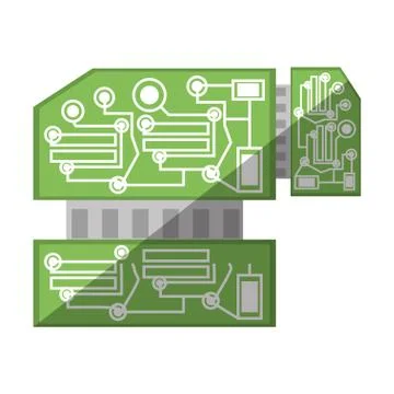 Computer hardware processor card shadow Illustrazione stock