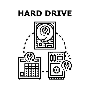 Computer hardware repair and data recovery services Stock Illustration