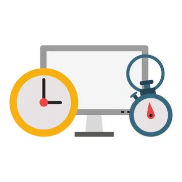 Computer hardware screen with timer and clock Stock Illustration