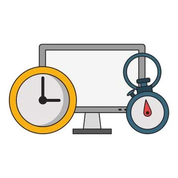 Computer hardware screen with timer and clock Stock Illustration