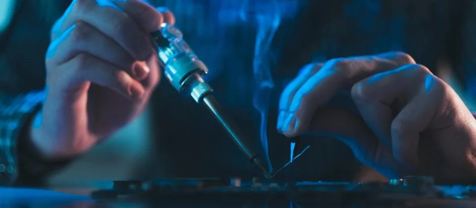 Computer hardware soldering electronic component Stock Photos