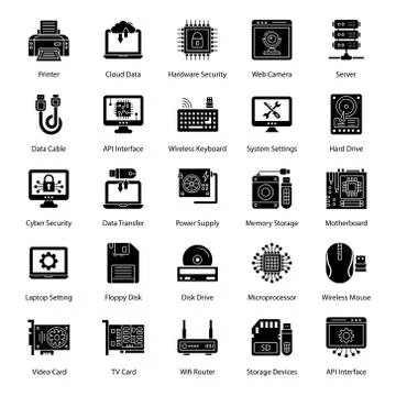 Computer Hardware Solid Vectors Pack イラスト素材