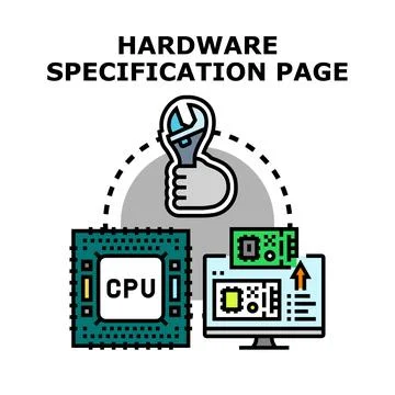 Computer hardware specification page for system technician イラスト素材