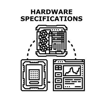Computer hardware specifications data processing analysis 库存插图