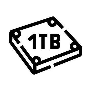 Computer hardware storage 1tb data capacity icon Stock Illustration