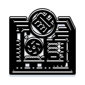 Computer hardware system architecture engineering technology icon Stock Illustration